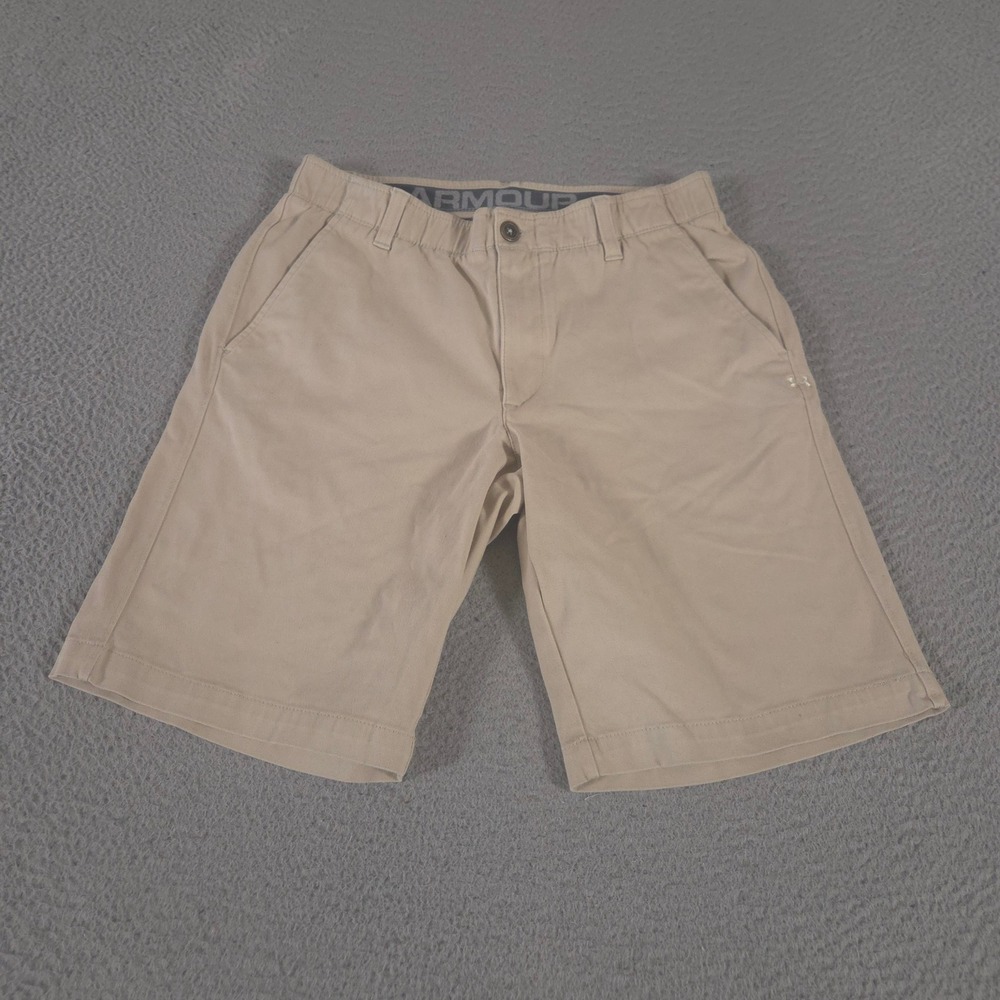 Under Armour Shorts Mens 32 Tan Showdown Golf Chino Cotton Blend Stretch Pockets